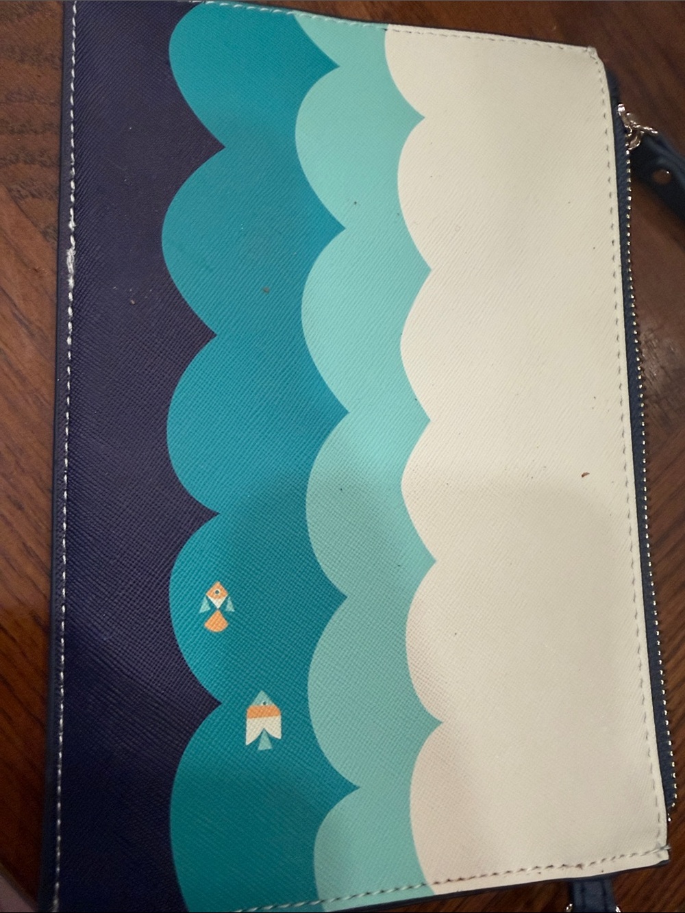 Spartina 449 Mermaid Wristlet Clutch in Navy, Teal & Cream - Picture 3 of 4
